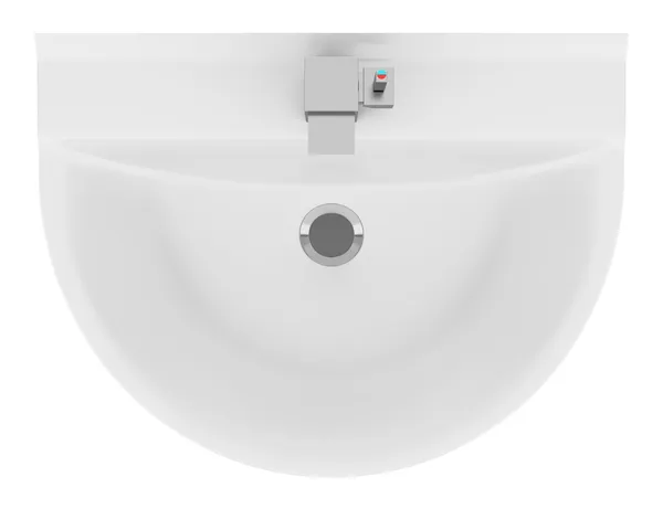 세라믹 목욕탕의 상위 뷰 싱크대에 고립 된 흰색 배경 — 스톡 사진