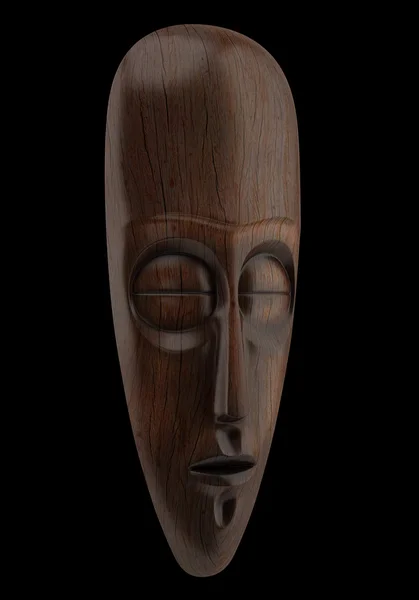 黒の背景上に分離されて木製のアフリカ マスク — ストック写真
