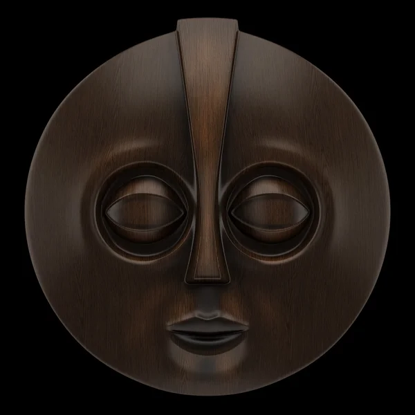 黒の背景上に分離されて木製のアフリカ マスク — ストック写真