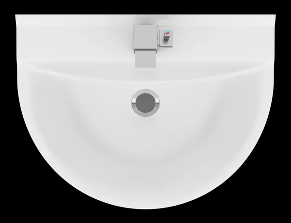 Vista superior da pia do banheiro cerâmico isolado no fundo preto — Fotografia de Stock