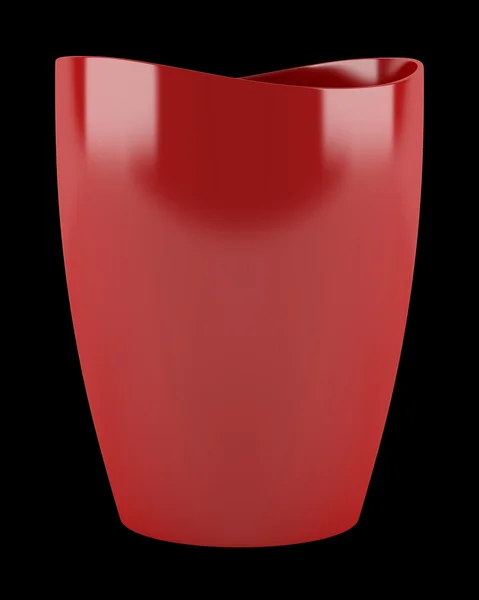 黒の背景に分離した赤の陶製の花瓶 — ストック写真