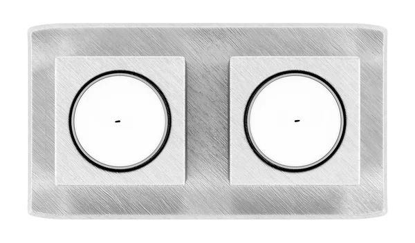 2 つの金属燭台キャンドル w 上に分離されてのトップ ビュー — ストック写真