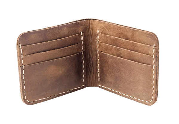 Brown leather wallet isolated on white background — Stock Photo, Image