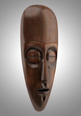 gri arka plan üzerinde izole ahşap Afrika maskesi