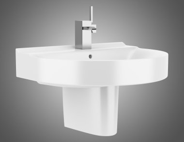 gri arka plan üzerinde izole seramik banyo lavabo