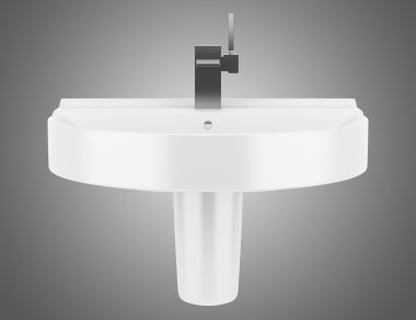 gri arka plan üzerinde izole seramik banyo lavabo