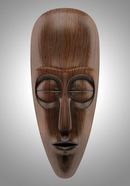 灰色の背景上に分離されて木製のアフリカ マスク — ストック写真