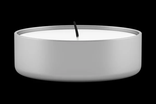 Una candela a luce di tè isolato su sfondo nero — Foto Stock