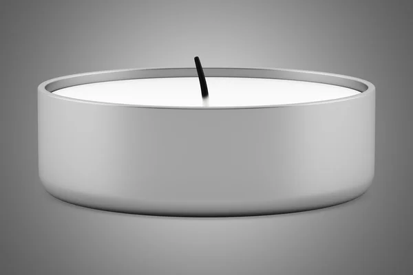 Uma vela de luz de chá isolada no fundo cinza — Fotografia de Stock