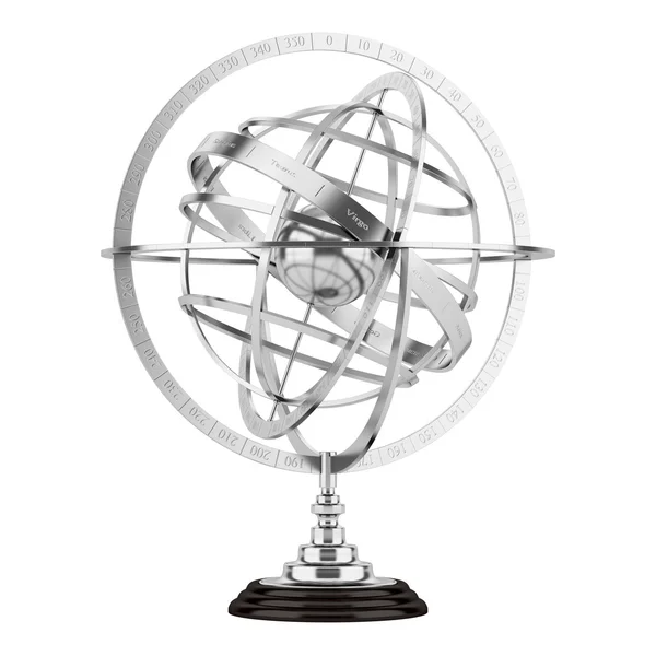 Sferische astrolabium geïsoleerd op witte achtergrond — Stockfoto
