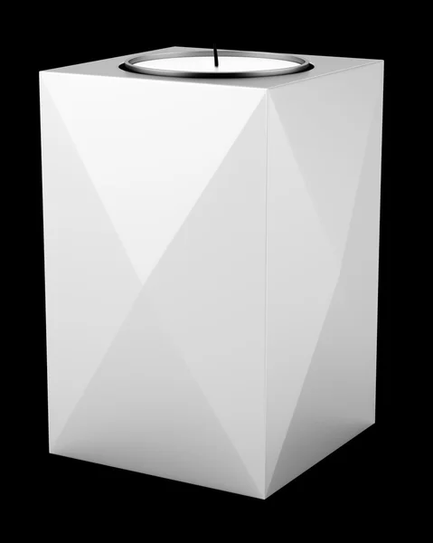 Castiçal metálico com vela isolada no fundo preto — Fotografia de Stock