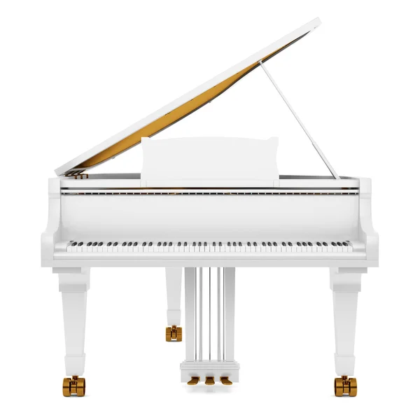 Branco grand piano isolado no fundo branco — Fotografia de Stock