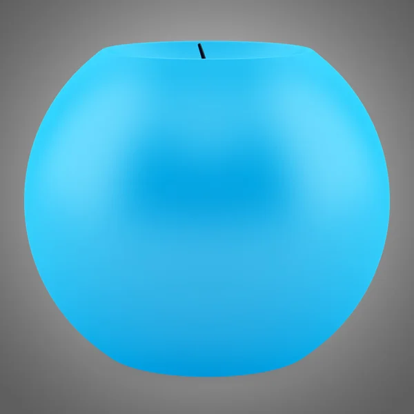 Eine blaue Kerze isoliert auf grauem Hintergrund — Stockfoto