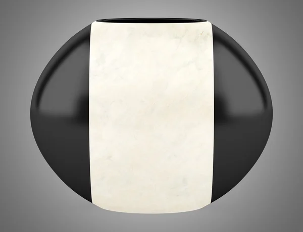 Vaso de cerâmica preto e bege isolado sobre fundo cinza — Fotografia de Stock