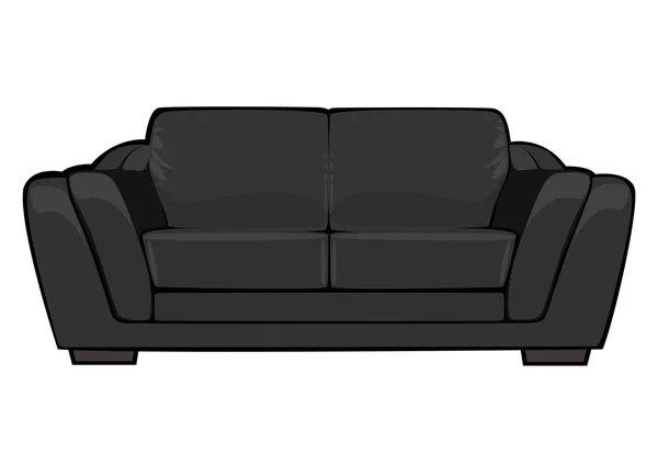 矢量卡通黑沙发上孤立的白色背景 — 图库矢量图片
