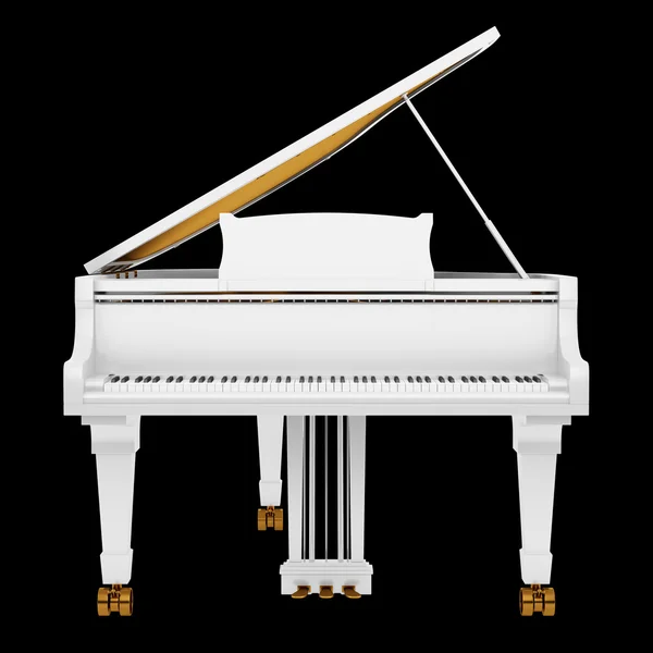 White grand piano isolated on black background — Stock Photo, Image