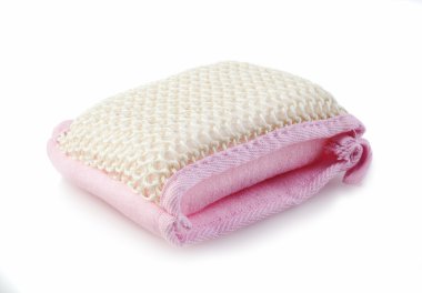 Beyaz arka plan üzerinde izole pembe banyo perisi