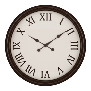 Vintage yuvarlak beyaz zemin üzerine izole duvar saati