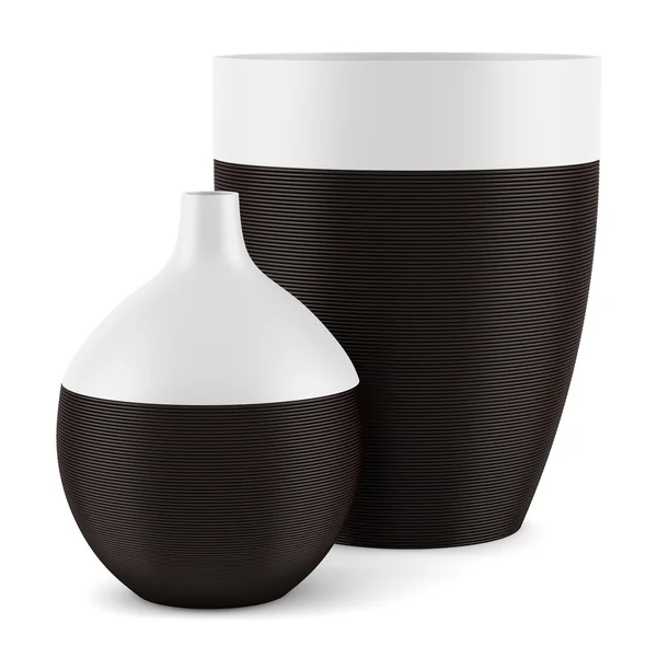 Two ceramic vases isolated on white background — Stock Photo, Image