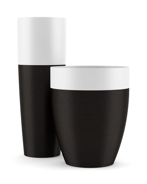Two ceramic vases isolated on white background — Stock Photo, Image
