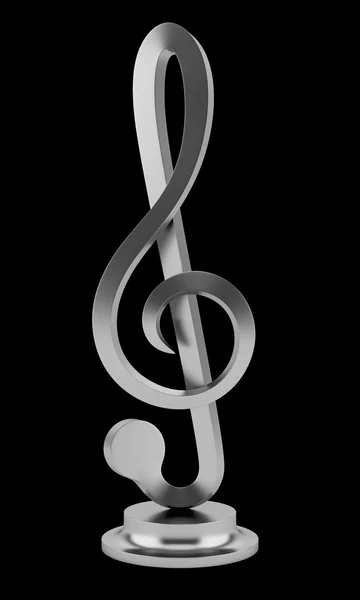 Metallinen diskantti clef patsas eristetty mustalla pohjalla — kuvapankkivalokuva