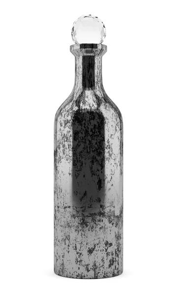 Металлическая бутылка на белом фоне — стоковое фото