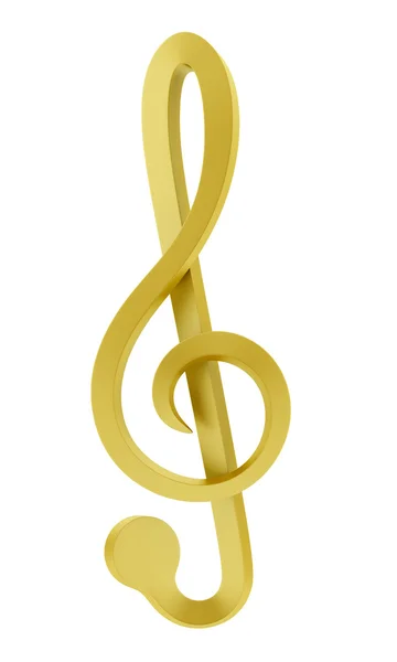 Chiave di violino dorata isolata su sfondo bianco — Foto Stock