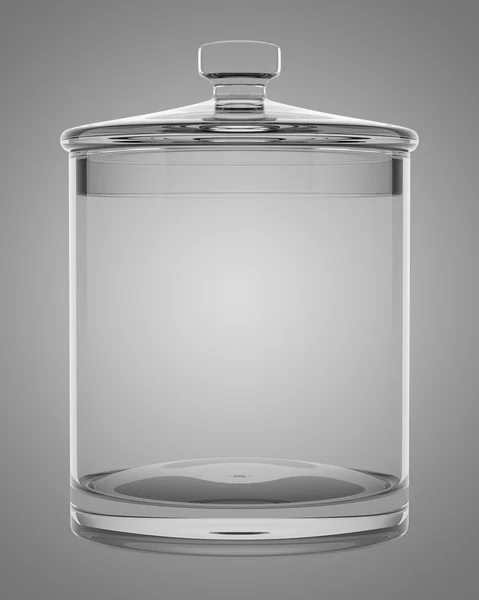 Empty glass jar isolated on gray background — Stock Photo, Image