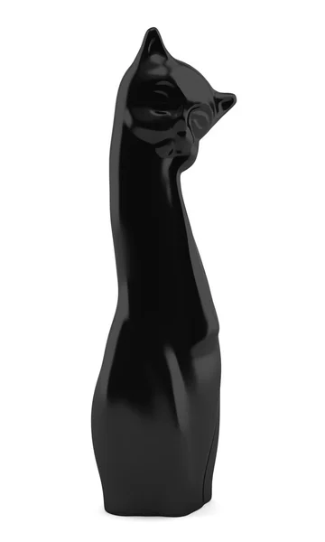 Izole beyaz zemin üzerine siyah kedi heykelciği — Stok fotoğraf