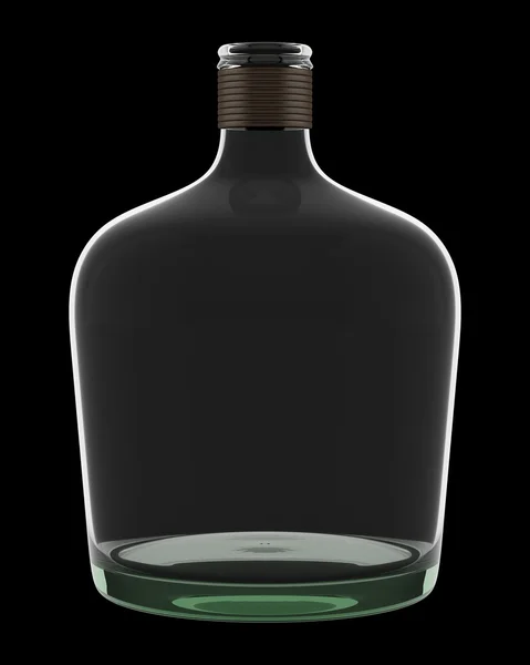 Bottiglia vuota isolata su sfondo nero — Foto Stock