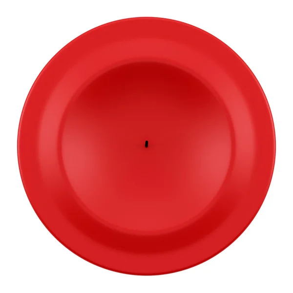 Vista superior de uma vela vermelha isolada no fundo branco — Fotografia de Stock