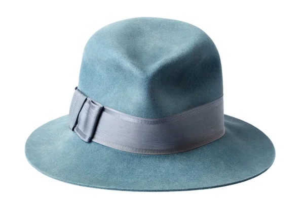Cappello blu maschio feltro isolato su sfondo bianco — Foto Stock
