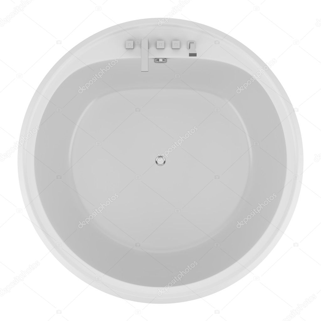 ovansida av moderna runda badkar isolerad på vit bakgrund ...