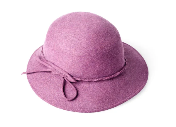 Purple female felt hat isolated on white background — Stock Photo, Image