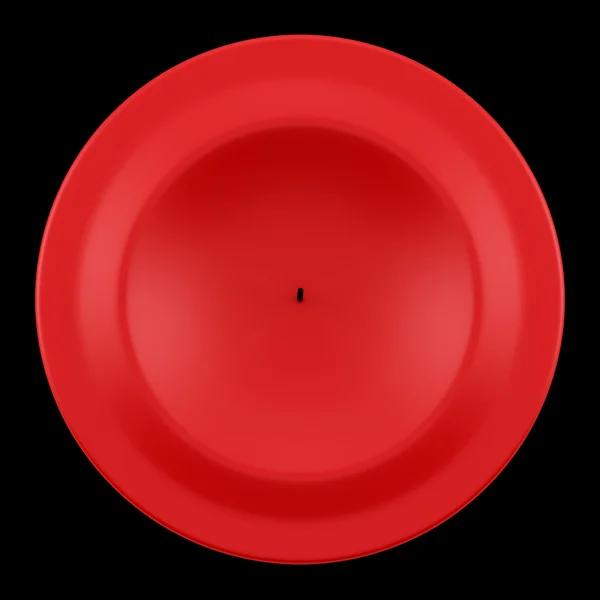 Top view of one red candle isolated on black background — Stock Photo, Image