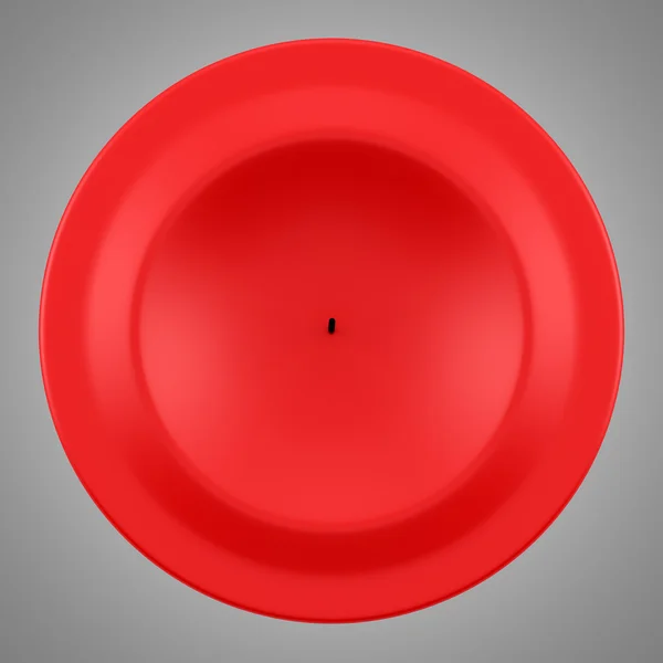 Top view of one red candle isolated on gray background — Stock Photo, Image