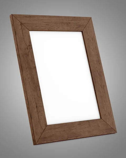 Wooden table picture frame isolated on gray background — Stock Photo, Image