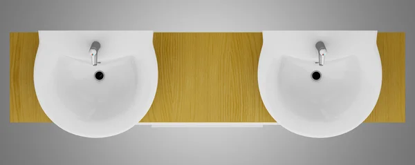현대 더블 욕실 싱크 회색 backgro 고립의 상위 뷰 — 스톡 사진