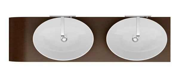 Верхний вид современной ванной раковины изолированы на белом фоне — стоковое фото