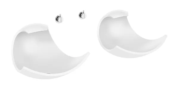 Подвійна керамічна раковина для ванної ізольована на білому фоні — стокове фото
