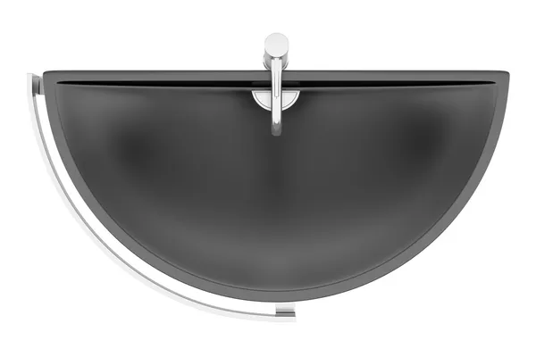 Top view of black ceramic bathroom sink isolated on white backgr — Stock Photo, Image