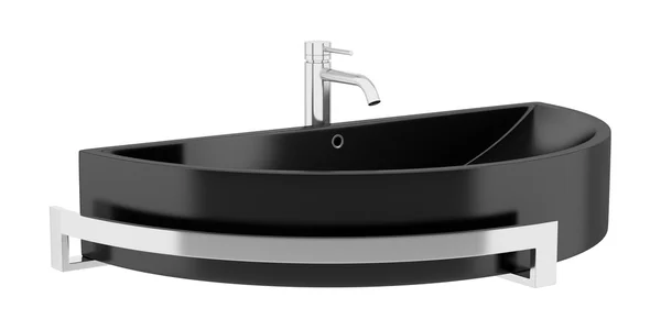 Черный керамическая раковина ванная комната изолированы на белом фоне — стоковое фото