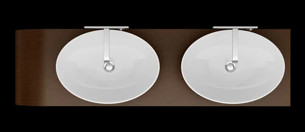 Modern banyo lavabo siyah arka plan üzerine izole Üstten Görünüm — Stok fotoğraf