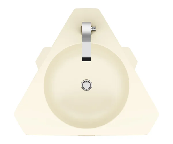 Top view of modern standing beige bathroom sink isolated on whit — Stock Photo, Image