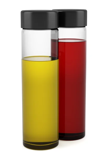 Két áttetsző sampont palackot elszigetelt fehér background — Stock Fotó