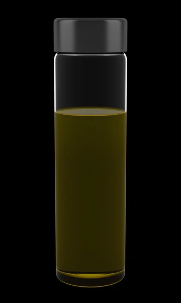 Szampon przezroczysta butelka na białym tle na czarnym tle — Zdjęcie stockowe