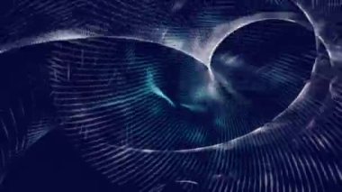 Soyut açık mavi ve beyaz dalgalar eğrisi ve 3 boyutlu uzayda sorunsuz hareket eder