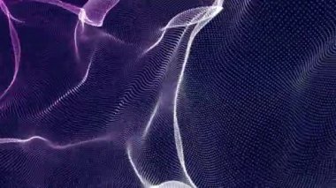 Karanlık bir arkaplanda noktalardan oluşan dalgaların uzayda soyut hareketi