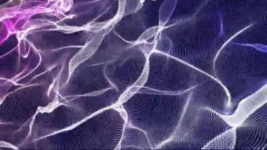 Karanlık bir arkaplanda noktalardan oluşan dalgaların uzayda soyut hareketi