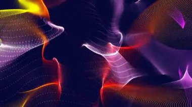 Karanlık bir arkaplanda noktalardan oluşan dalgaların uzayda soyut hareketi